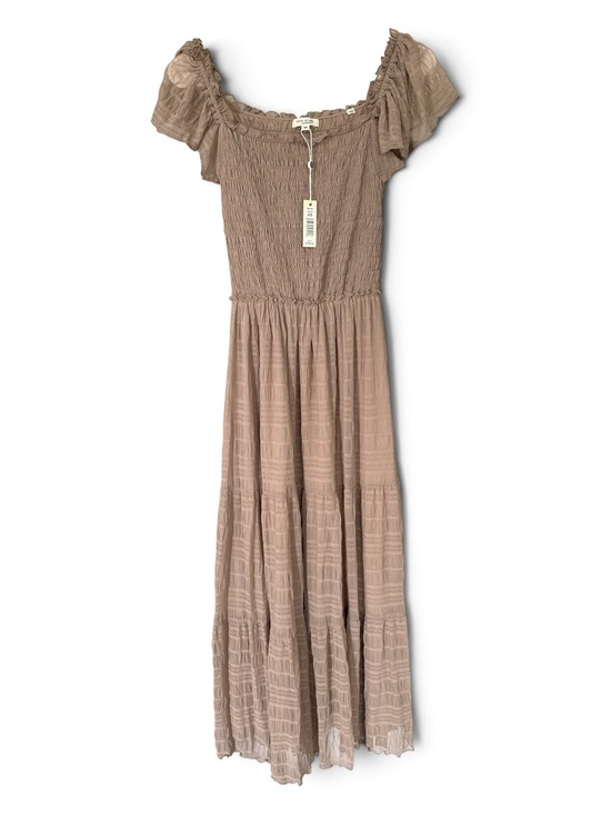 Max Studio Dresses & Skirts - NWT Max Studio Smocked Flutter Sleeve Maxi Dress - Mocha XS